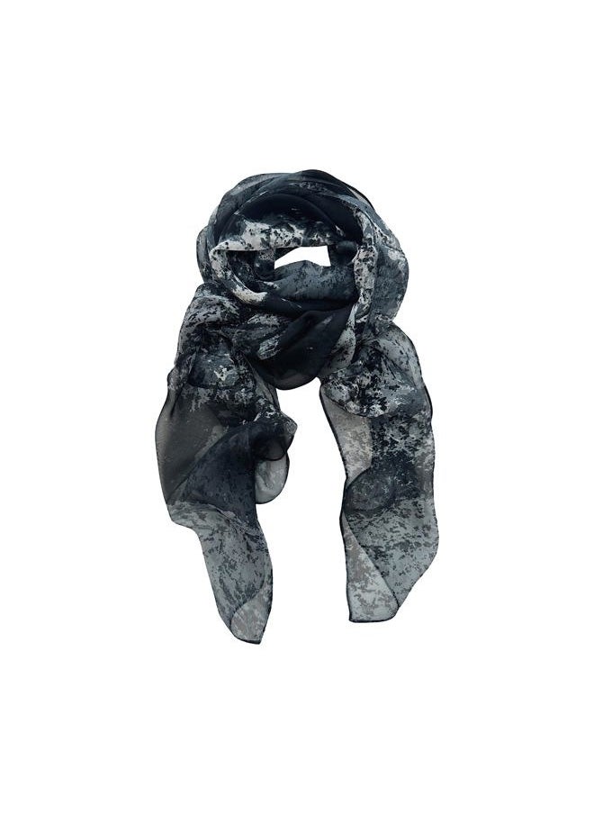 allydrew Wrapables Lightweight Sheer Silky Feeling Georgette Scarf, Peach Tree in Gray  - Image 5
