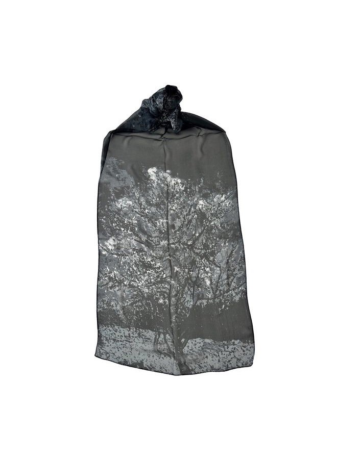 allydrew Wrapables Lightweight Sheer Silky Feeling Georgette Scarf, Peach Tree in Gray  - Image 4