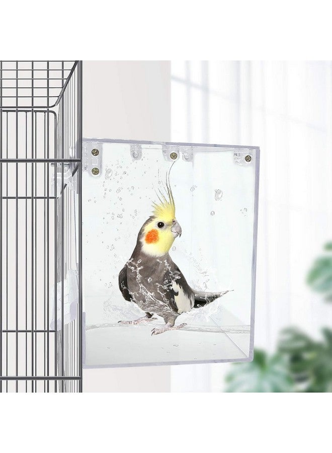 كاثسون حوض استحمام للطيور من كاثسون للقفص، قطعتان من صندوق استحمام الطيور المعلق، حوض استحمام للببغاوات مانع للتسرب مع حاقنات مياه، ملحق استحمام للببغاوات والكناري وطيور الحب والكونيور والببغاوات - Image 3