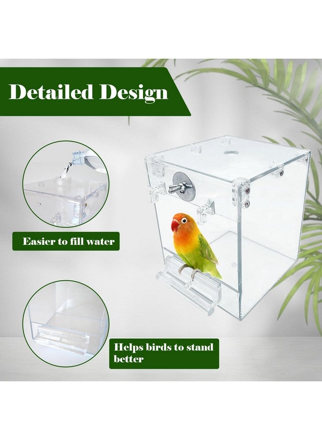 كاثسون حوض استحمام للطيور من كاثسون للقفص، قطعتان من صندوق استحمام الطيور المعلق، حوض استحمام للببغاوات مانع للتسرب مع حاقنات مياه، ملحق استحمام للببغاوات والكناري وطيور الحب والكونيور والببغاوات - Image 5