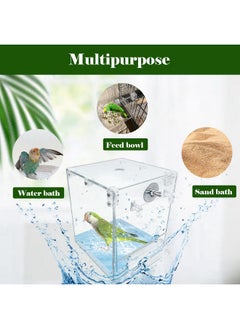 Kathson kathson Bird Bath for Cage,2 Pcs Hanging Bird Bath Box No-Leakage Parrot Shower Tub with Water Injectors Birds Bathing Accessory for Parrots Canary Lovebirds Conures Parakeets  - Image 4