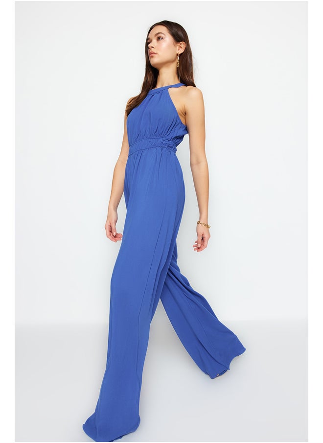 trendyol - Indigo Ruffle Detailed Woven Jumpsuit TWOSS23TU00121 - Image 1