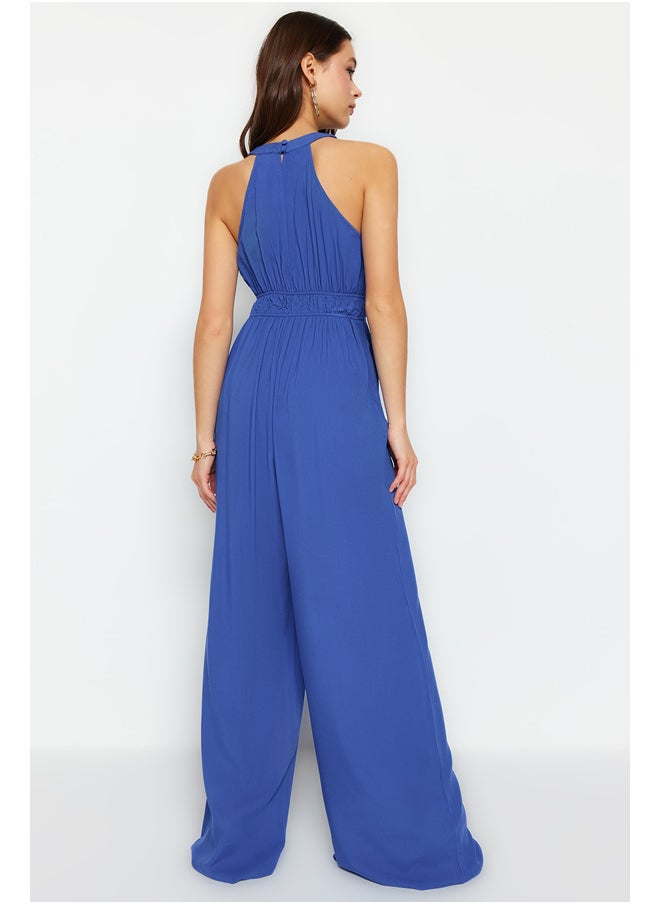 trendyol - Indigo Ruffle Detailed Woven Jumpsuit TWOSS23TU00121 - Image 1