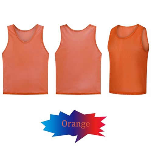 STLTYYP Sports Jerseys Mesh Pinnies Scrimmage Team Practice Vest for Kid for Teens and Adult (12 Jerseys)(S, orange) - Image 2