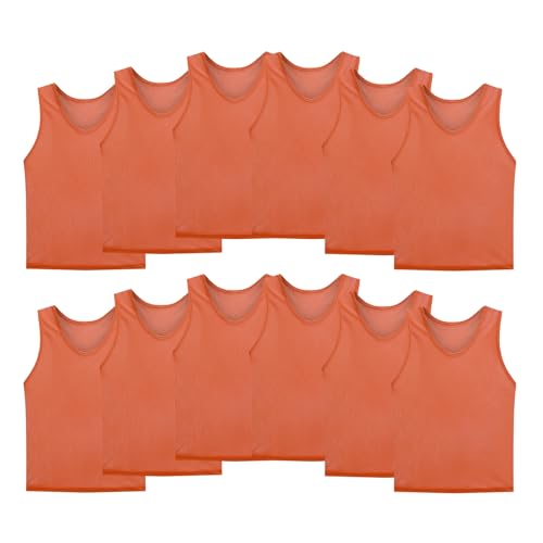STLTYYP Sports Jerseys Mesh Pinnies Scrimmage Team Practice Vest for Kid for Teens and Adult (12 Jerseys)(S, orange) - Image 1