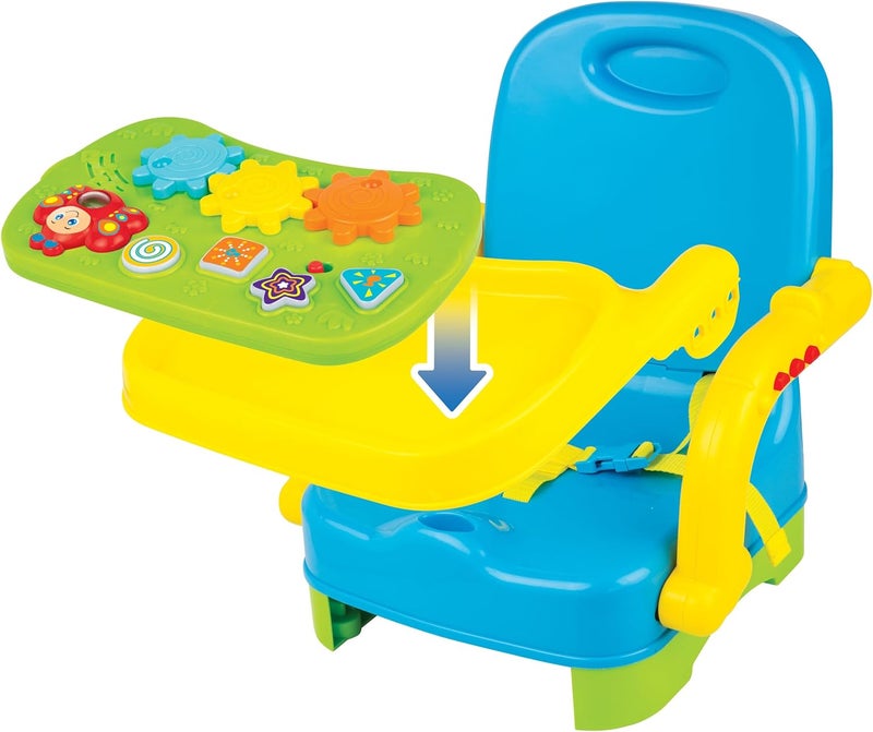 Winfun Musical Baby Booster Seat  LightUp Buttons Sounds Spinner Toy Adjustable Height Removable Tray 3Point Harness Portable  Foldable Feeding Chair for Babies 6 Months 33 lb Max - Image 2