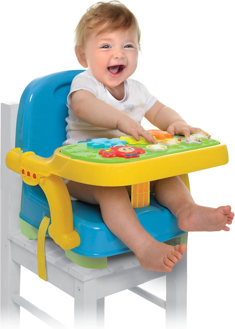 Winfun Musical Baby Booster Seat  LightUp Buttons Sounds Spinner Toy Adjustable Height Removable Tray 3Point Harness Portable  Foldable Feeding Chair for Babies 6 Months 33 lb Max - Image 4