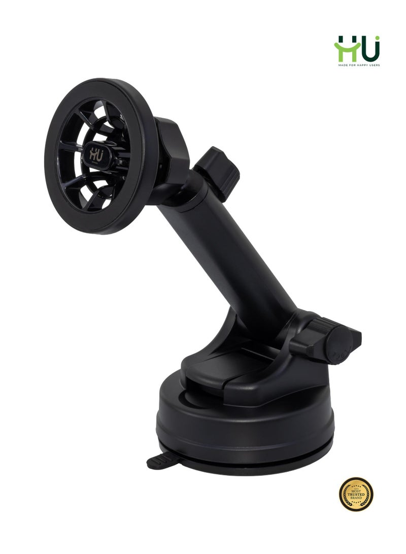 H U 360° Magnetic Car Phone Holder with Strong Suction Cup & Telescopic Arm, Universal Dashboard & Windshield Mount for iPhone & Smartphones - Image 3