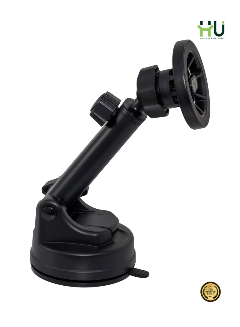 H U 360° Magnetic Car Phone Holder with Strong Suction Cup & Telescopic Arm, Universal Dashboard & Windshield Mount for iPhone & Smartphones - Image 2