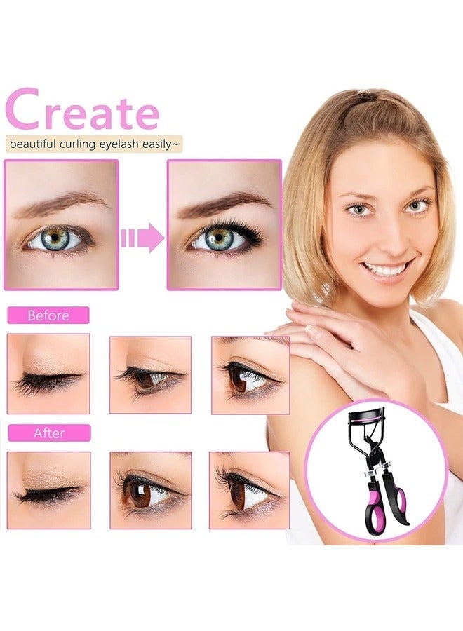 4 Pcs Eyelash Tools, Eyelash Curlers Eyebrow Brush Kit (Black+Pink) - Image 3
