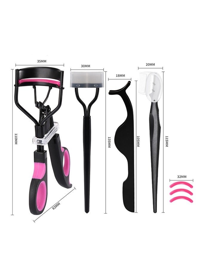 4 Pcs Eyelash Tools, Eyelash Curlers Eyebrow Brush Kit (Black+Pink) - Image 2