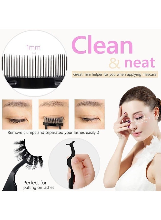 4 Pcs Eyelash Tools, Eyelash Curlers Eyebrow Brush Kit (Black+Pink) - Image 4