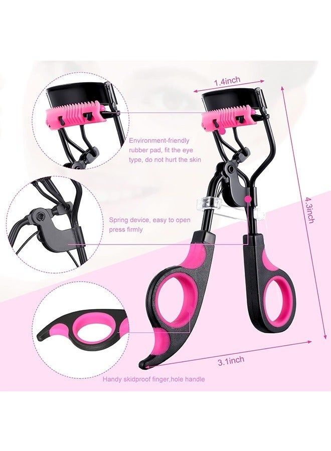4 Pcs Eyelash Tools, Eyelash Curlers Eyebrow Brush Kit (Black+Pink) - Image 5