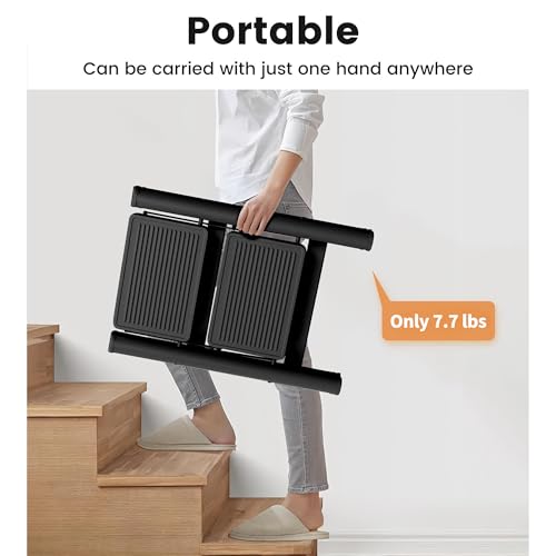 SOLADDER Step Stool, 2 Step Ladder with Anti-Slip and Wide Pedal, Folding Portable Iron Stepladder for Home and Kitchen, 300lbs - Black - Image 4
