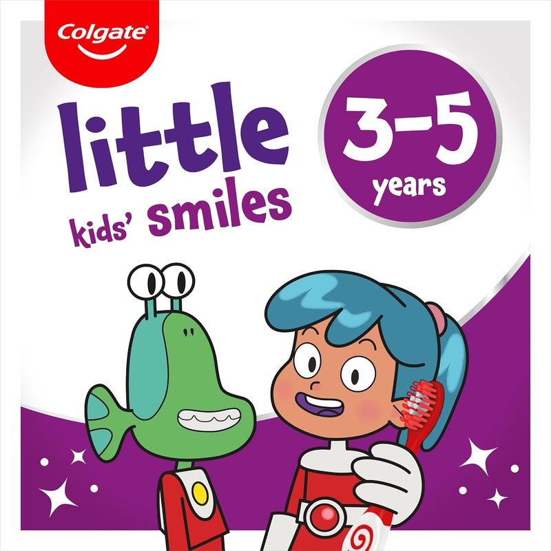 Colgate Kids Toothbrush 35 years super soft bristles gently and effectively clean teeth small brush head for easy access white bristles toothpaste guide comfortable handle with thumb grips - Image 3