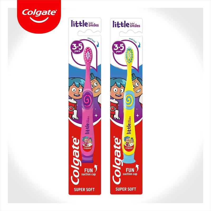 Colgate Kids Toothbrush 35 years super soft bristles gently and effectively clean teeth small brush head for easy access white bristles toothpaste guide comfortable handle with thumb grips - Image 2