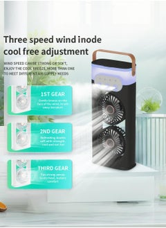 Laravel Portable rechargeable mist fan with controlled spray humidifier, USB rechargeable and air cooler, with LED colorful atmosphere light, multiple wind speeds, suitable for office, home or camping  - Image 4