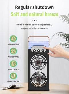 Laravel Portable rechargeable mist fan with controlled spray humidifier, USB rechargeable and air cooler, with LED colorful atmosphere light, multiple wind speeds, suitable for office, home or camping  - Image 3
