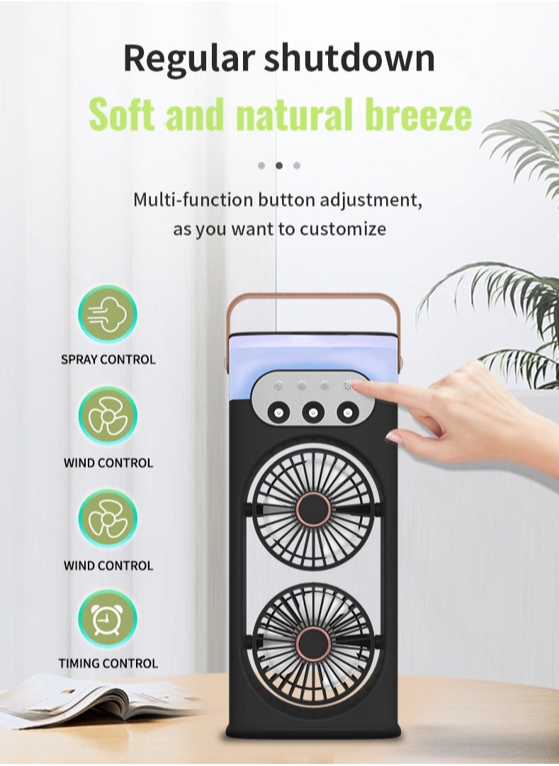 Laravel Portable Rechargeable Mist Fan with Controlled Spray Humidifier, Tower Fan with 3 Speed Settings, with LED Colorful Atmosphere Light, Suitable for Office, Home or Camping  - Image 3