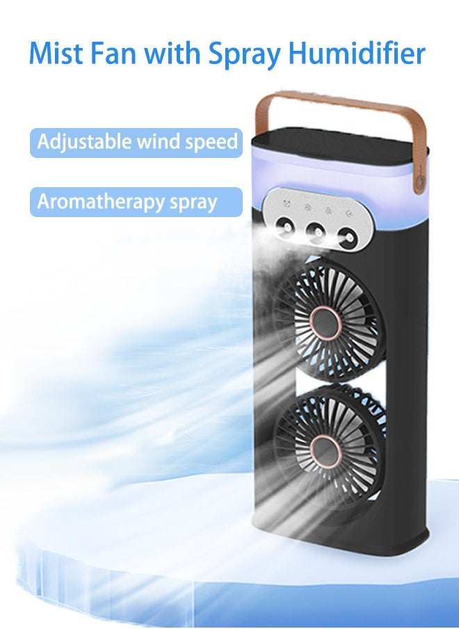 Laravel Portable Rechargeable Mist Fan with Controlled Spray Humidifier, Tower Fan with 3 Speed Settings, with LED Colorful Atmosphere Light, Suitable for Office, Home or Camping  - Image 1