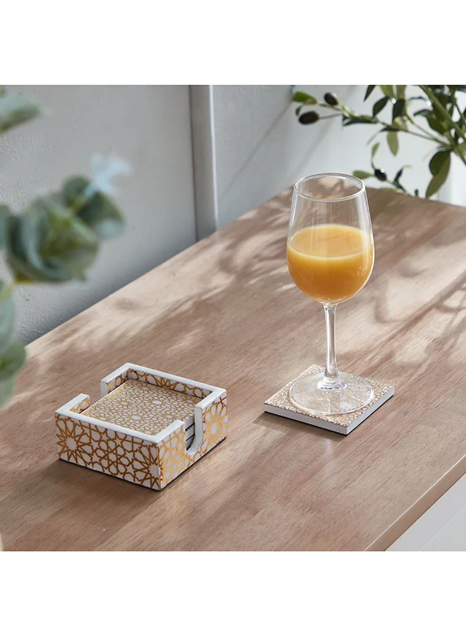 Armaya 4-Piece Zellige Print Coaster Set 10x4x10 cm