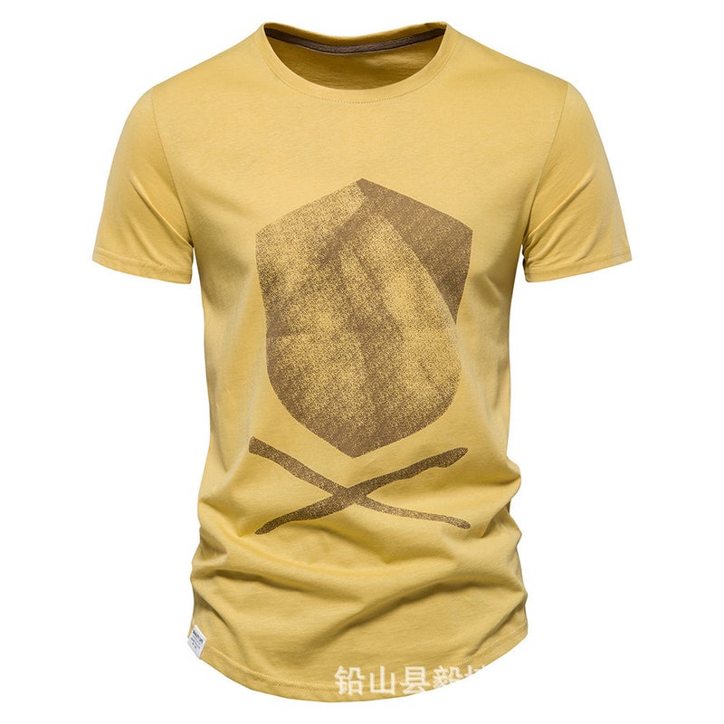 Trendy Men'S Short-Sleeved Casual T-Shirt Pure Cotton Youth Sports Printed Men'S T-Shirt - Image 2
