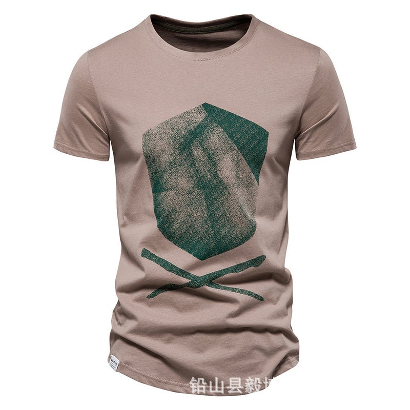 Trendy Men'S Short-Sleeved Casual T-Shirt Pure Cotton Youth Sports Printed Men'S T-Shirt - Image 5