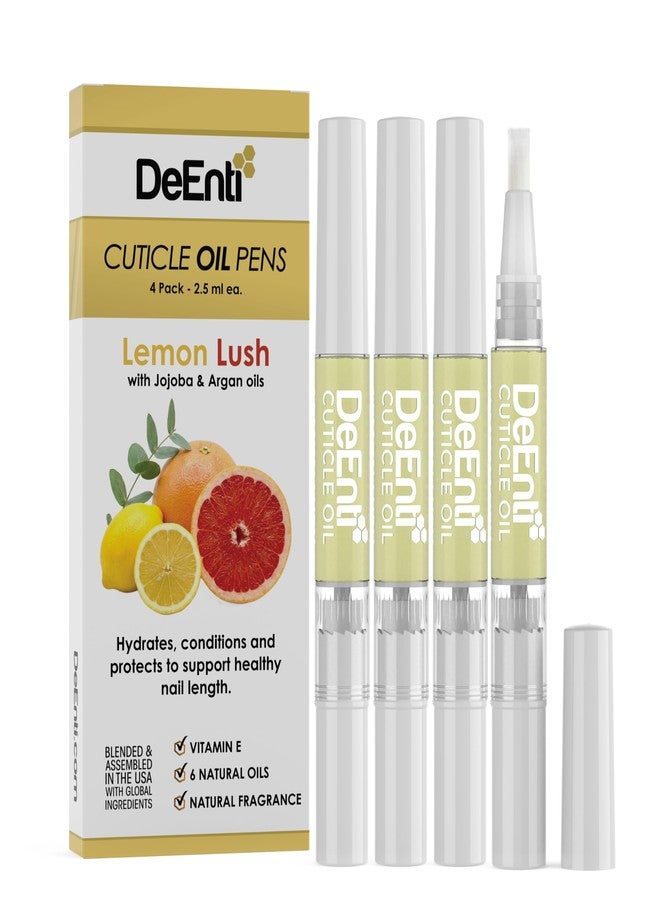DeEnti Cuticle Oil 4 Pens, Jojoba Oil for Nails, Hydrating Cuticle Nail Oil, Lush Lemon Scented Cuticle Repair Oil, Vitamin E Nail Supplies, Professional Salon Quality Manicure Supplies - Image 1