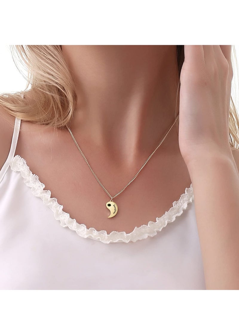 SOLARAE 2-Pack Mother-Daughter Yin Yang Alphabet Necklace Set - Unique Splicing Design, Perfect Gift for Birthdays, Festivals, and Mother's Day. - Image 2