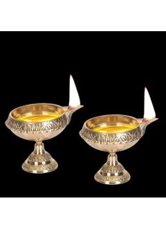 Happy Arts Happy Arts Brass Diwali Kuber Deepak On Stand for Puja Home Dcor Set of 2  - Image 1