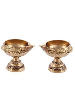 Happy Arts Happy Arts Brass Diwali Kuber Deepak On Stand for Puja Home Dcor Set of 2  - Image 2