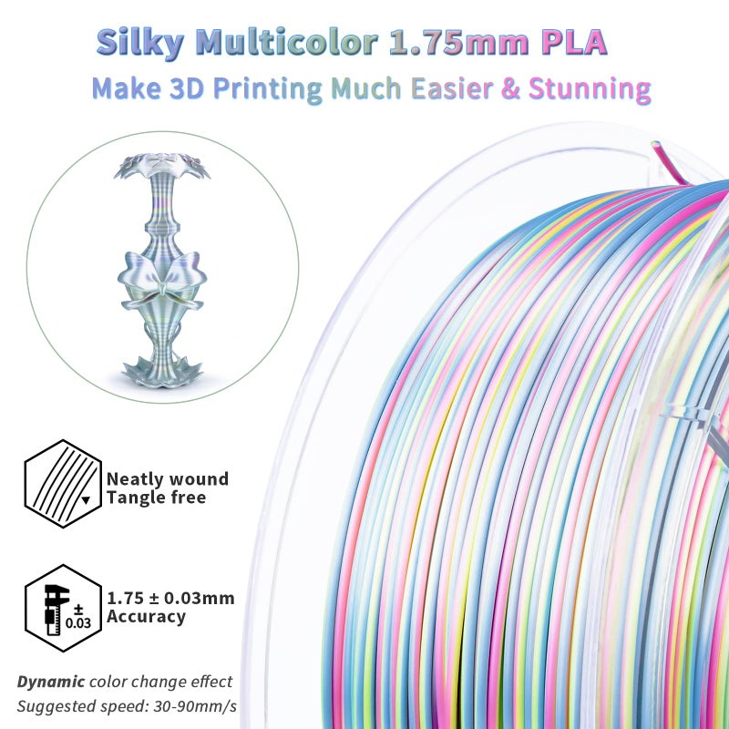 ZIRO PLA Filament 1.75mm, Glossy Multicolors 3D Printer Filament, Dyanmic Visual Effect, Fast Color Change Silk PLA Stripes Series, 2.2lbs Spool, Fit for Most 3D Printer, Hologram Stripes - Image 4