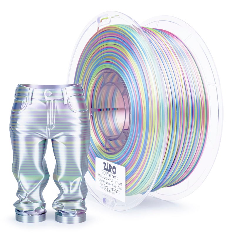 ZIRO PLA Filament 1.75mm, Glossy Multicolors 3D Printer Filament, Dyanmic Visual Effect, Fast Color Change Silk PLA Stripes Series, 2.2lbs Spool, Fit for Most 3D Printer, Hologram Stripes - Image 1