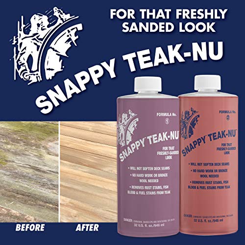 Star Brite SNAPPY TEAK-NU Formula No. 1 - Restore & Renew Weathered Teak & Other Fine Wood - Professional Strength 2 Step System 32 OZ (STN-Q1) - Image 2