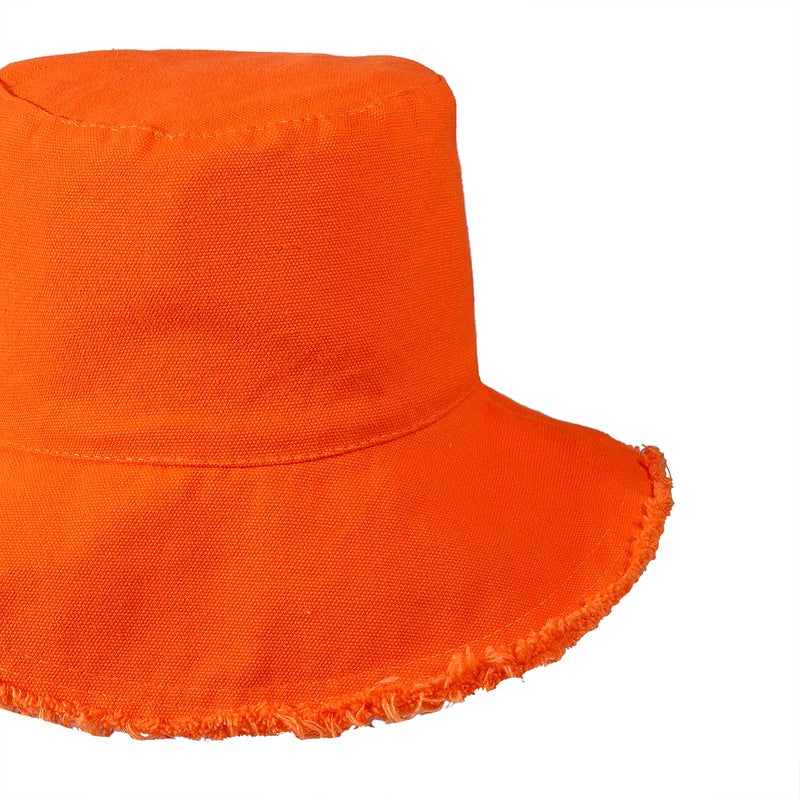 boderier Sun Hats for Women Summer Casual Wide Brim Cotton Bucket Hat Beach Vacation Travel Accessories (Orange) - Image 3