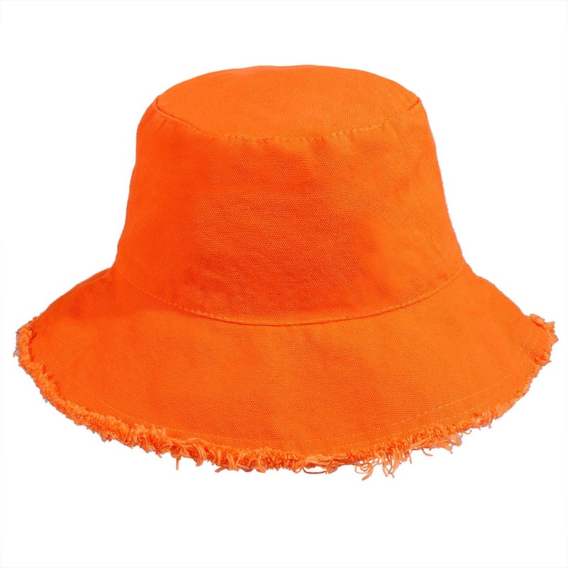 boderier Sun Hats for Women Summer Casual Wide Brim Cotton Bucket Hat Beach Vacation Travel Accessories (Orange) - Image 1