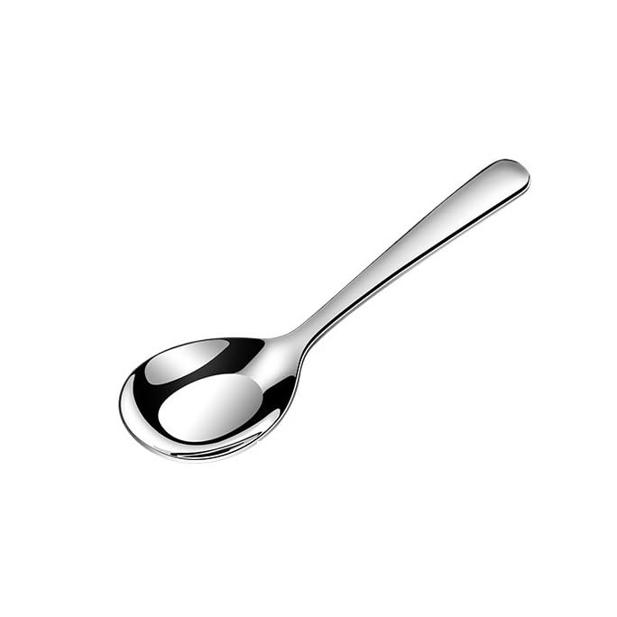 4 Pieces Silver Stainless Steel Flatware Set Thickened Flat Bottom Spoons Household Tableware - Image 2