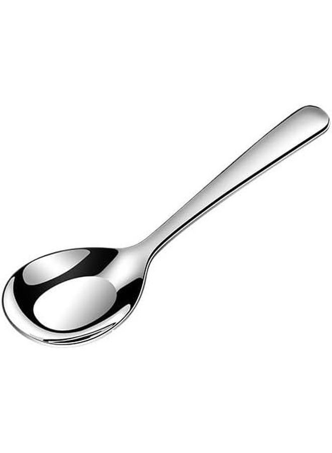 4 Pieces Silver Stainless Steel Flatware Set Thickened Flat Bottom Spoons Household Tableware - Image 1