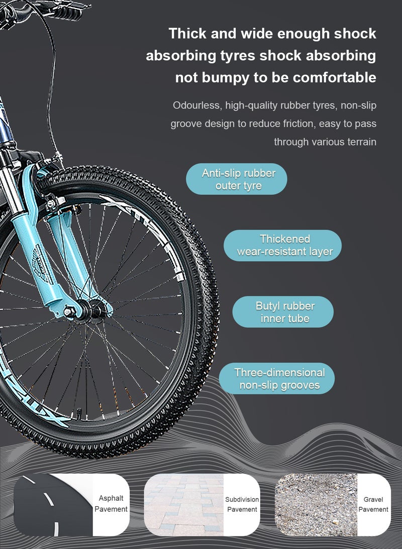 XMZAI Kids Bike 18/20/22 Inch Mountain Bike for 6-12 Years Boys and Girls, High Carbon Steel Lightweight and Stable Mountain Bicycle for Youth, with Adjustable Seat and dual brake Cycle - Image 2