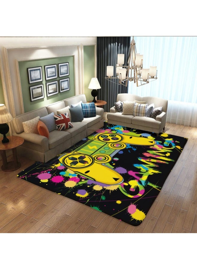 Gaming Room Decor Rug Gamer Rugs for Bedroom UV Reactive Blacklight Video Area Rug Game Room Glow in The Dark Playroom Large Non-Slip Gaming Rugs Carpet Mat for Bedroom Living Room 60X40inch - Image 2