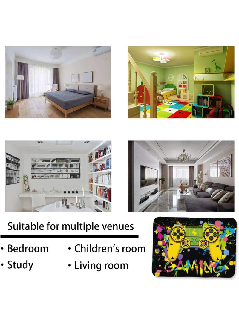 Gaming Room Decor Rug Gamer Rugs for Bedroom UV Reactive Blacklight Video Area Rug Game Room Glow in The Dark Playroom Large Non-Slip Gaming Rugs Carpet Mat for Bedroom Living Room 60X40inch - Image 3