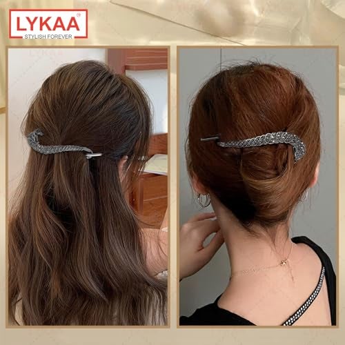 LYKAA Banana Clips for Hair Metal Rhinestone French Barrette Hair Clips | Korean Stylish Hair Accessories for Women & Girls | Bun Maker Hair Clip | Multicolor Rhinestone Design – 1Pc,Black - Image 4