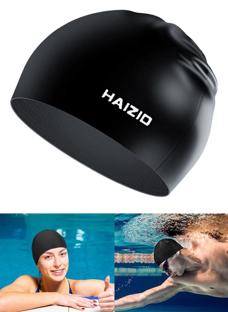 HAIZID Silicone Swimming Cap for Men Women Boys, and Girls - Durable Flexible and Skin Friendly Bathing Swimming Caps for Long and Short Hairs - Waterproof and Easy to Wear - Image 1