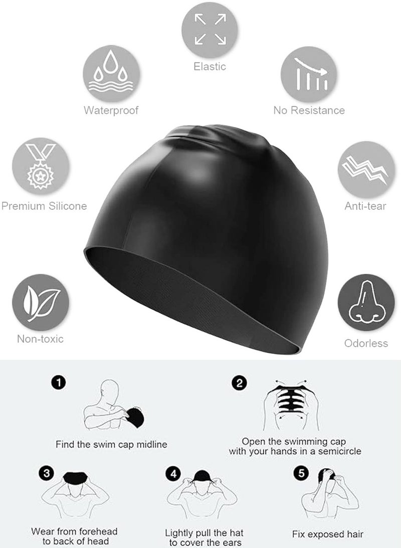 HAIZID Silicone Swimming Cap for Men Women Boys, and Girls - Durable Flexible and Skin Friendly Bathing Swimming Caps for Long and Short Hairs - Waterproof and Easy to Wear - Image 3