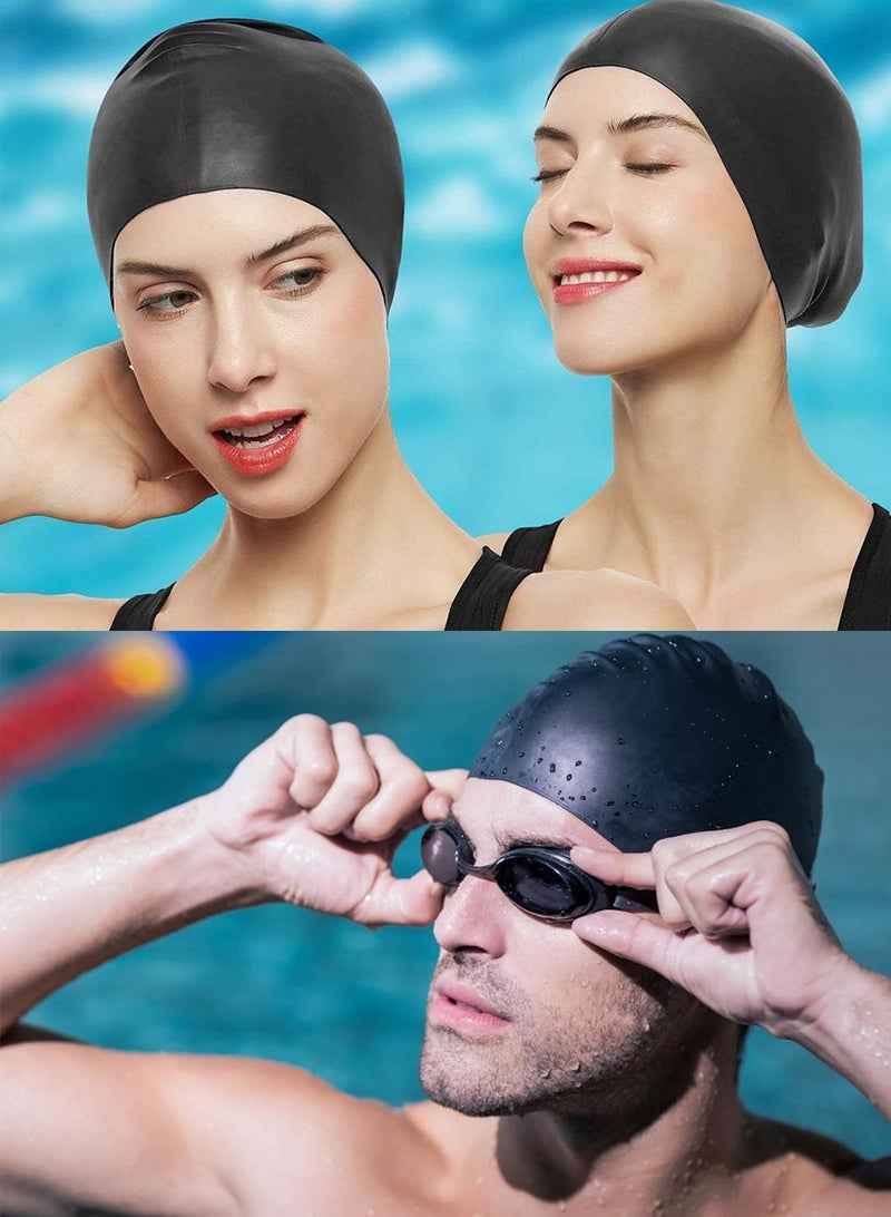 HAIZID Silicone Swimming Cap for Men Women Boys, and Girls - Durable Flexible and Skin Friendly Bathing Swimming Caps for Long and Short Hairs - Waterproof and Easy to Wear - Image 2