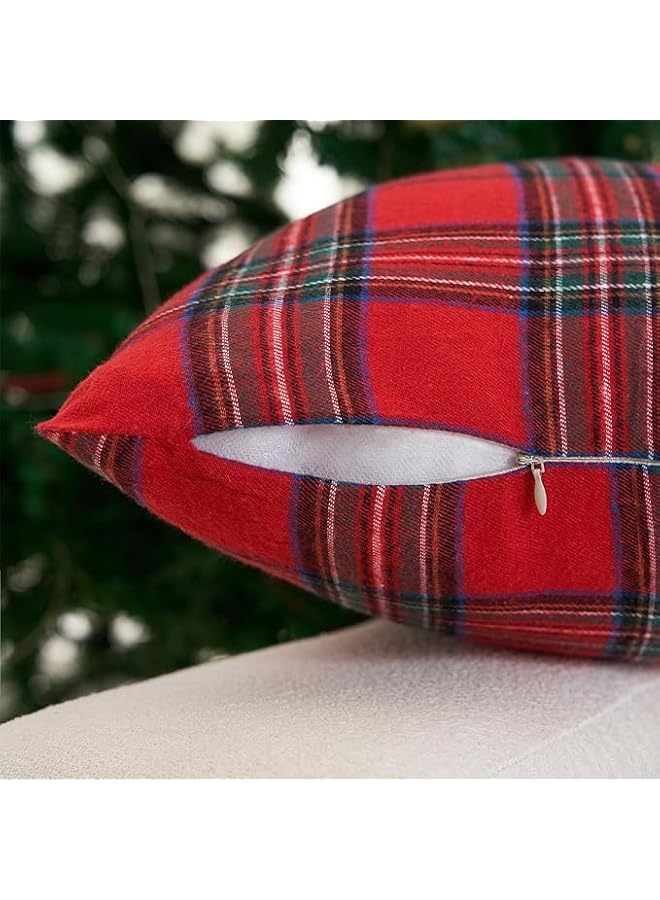 The Bros 2PCS Christmas Pillow Covers 18x18 Inches Plaid Striped Christmas Pillow Throw Pillow Cover Xmas Decorations for Living Room Couch Sofa Retro Classic Square Cushion Cases (2PCS 18 * 18 inches) - Image 4