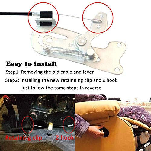ttmagic 2Pcs Metal Recliner Handle Replacement Parts with Cable, Universal Sofa Chair Couch Release Lever Pull Handle, Fits Ashley and Most Recliner Sofa Brand, Exposed Cable Length 4.9" - Image 3