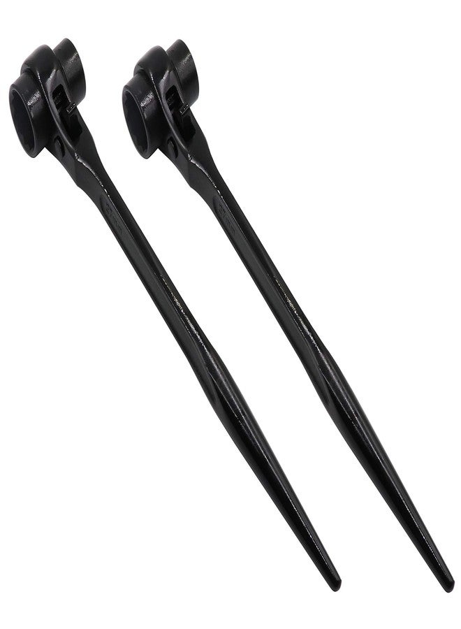 LBY 2-Pack Hexagon Scaffold Quick Wrench, 24mm/27mm Ratchet Spanner, Double Ended Socket, Ratcheting Scaffold, Pointed Tail (Black) - Image 1