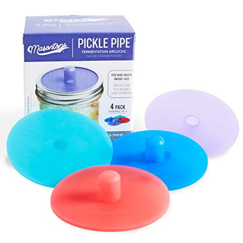 Masontops Pickle Pipes - Airlock Fermentation Lids - Fermentation Kit For Wide Mouth Mason Jar Sauerkraut & Pickle Kit - Fermentation Jar Not Included - Image 1