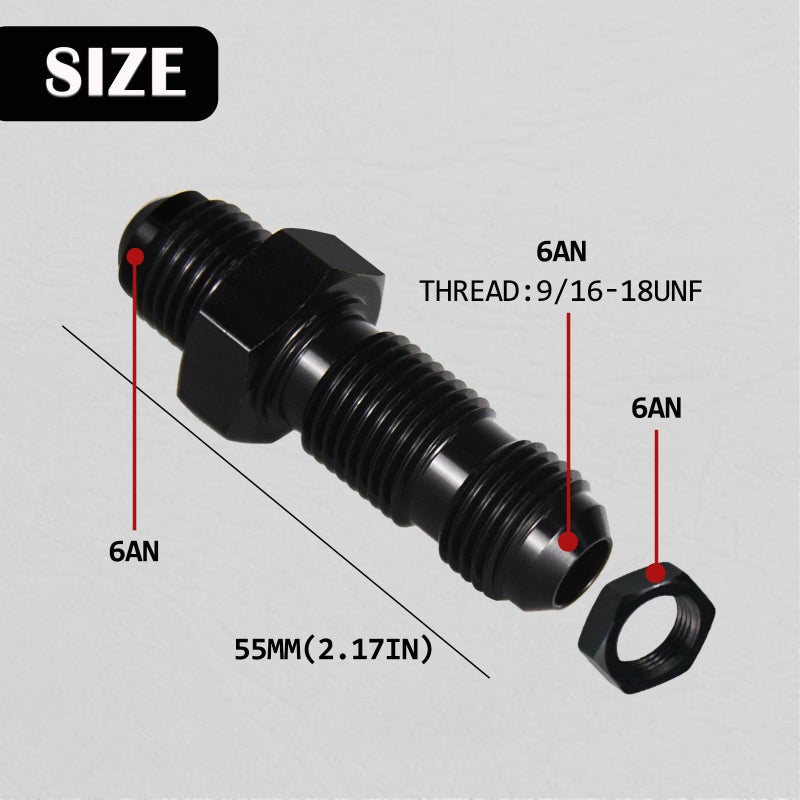 caqeg 6AN Male Flare Straight Bulkhead Fitting Adapter with 6AN Nut Aluminum Black - Image 4